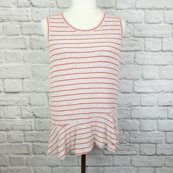 CAbi light heather gray orange striped knit sleeveless top women's size S - Picture 4 of 9